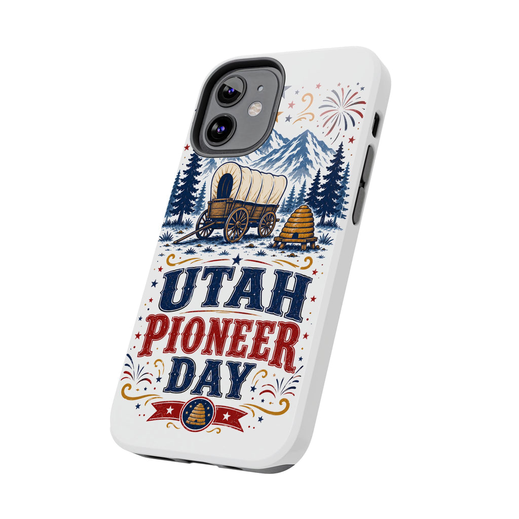 Utah Pioneer Day Tough Phone Case — Covered Wagon & Fireworks Design