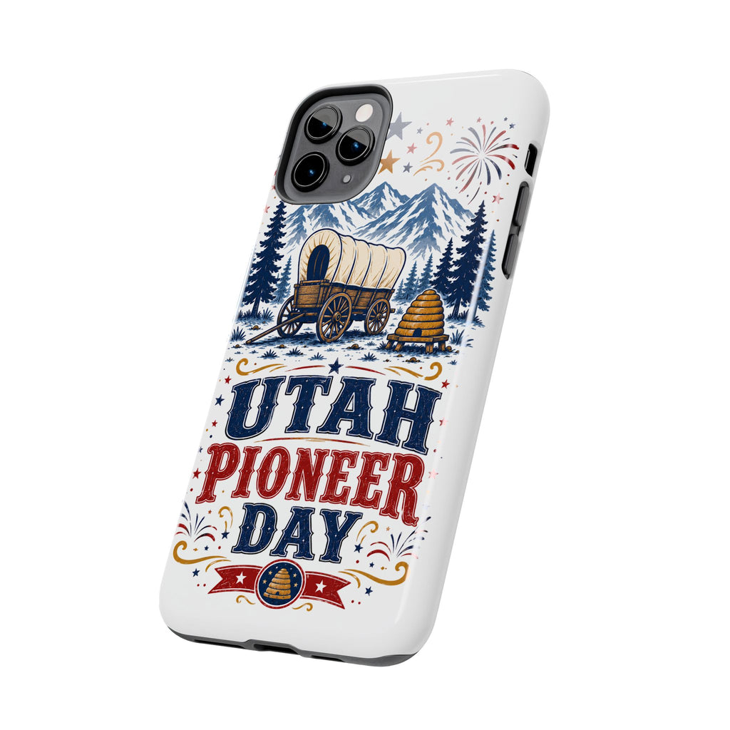 Utah Pioneer Day Tough Phone Case — Covered Wagon & Fireworks Design