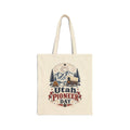 Utah Pioneers Day Canvas Tote - Vintage Covered Wagon & Mountain Cotton Bag