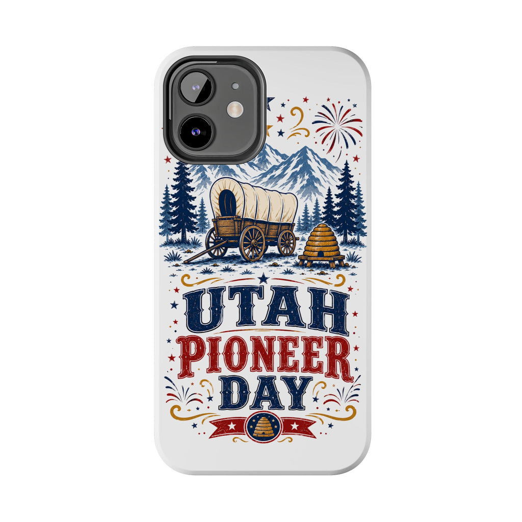 Utah Pioneer Day Tough Phone Case — Covered Wagon & Fireworks Design