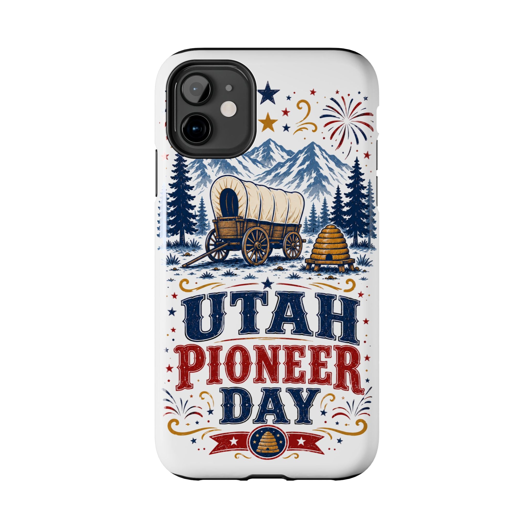 Utah Pioneer Day Tough Phone Case — Covered Wagon & Fireworks Design
