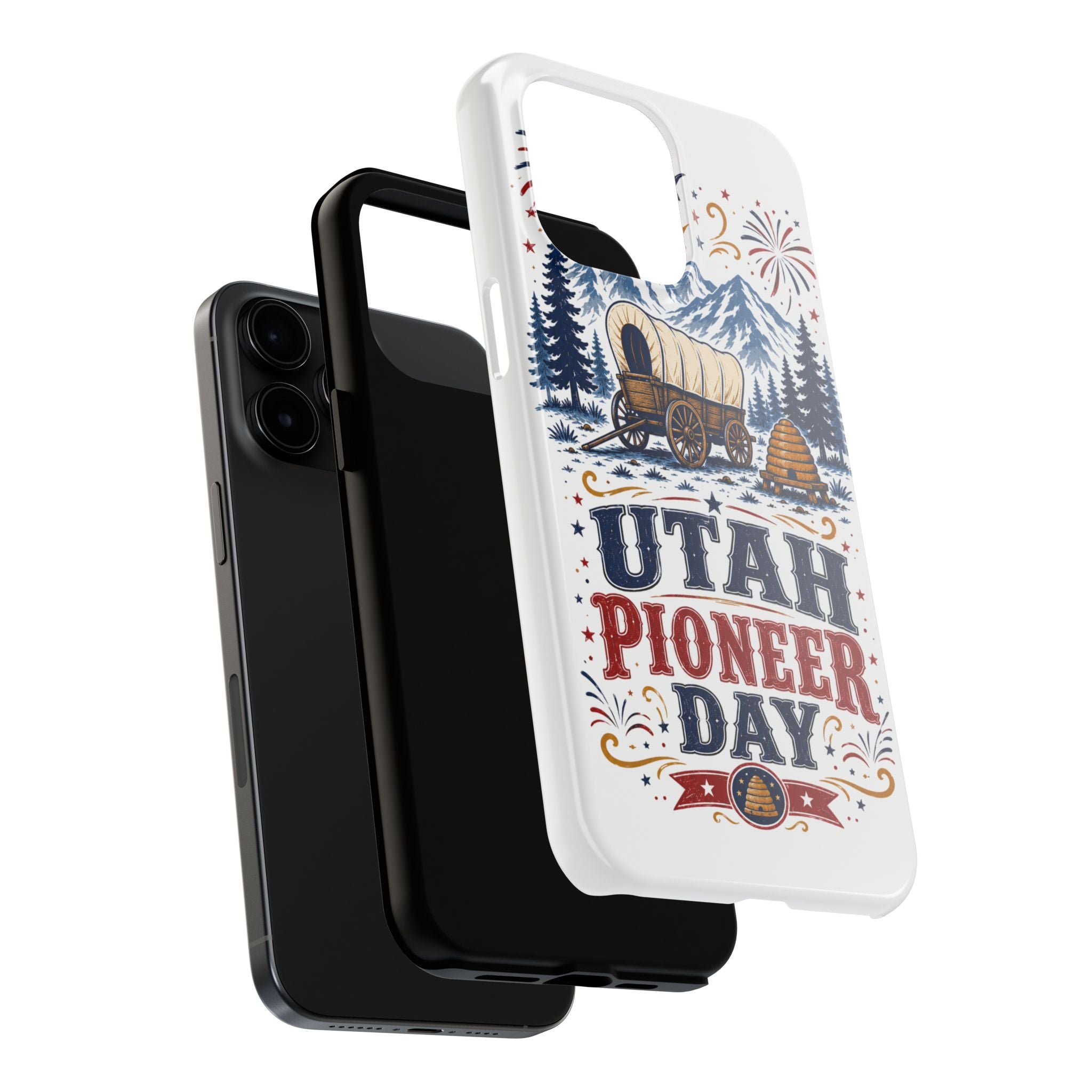Utah Pioneer Day Tough Phone Case — Covered Wagon & Fireworks Design