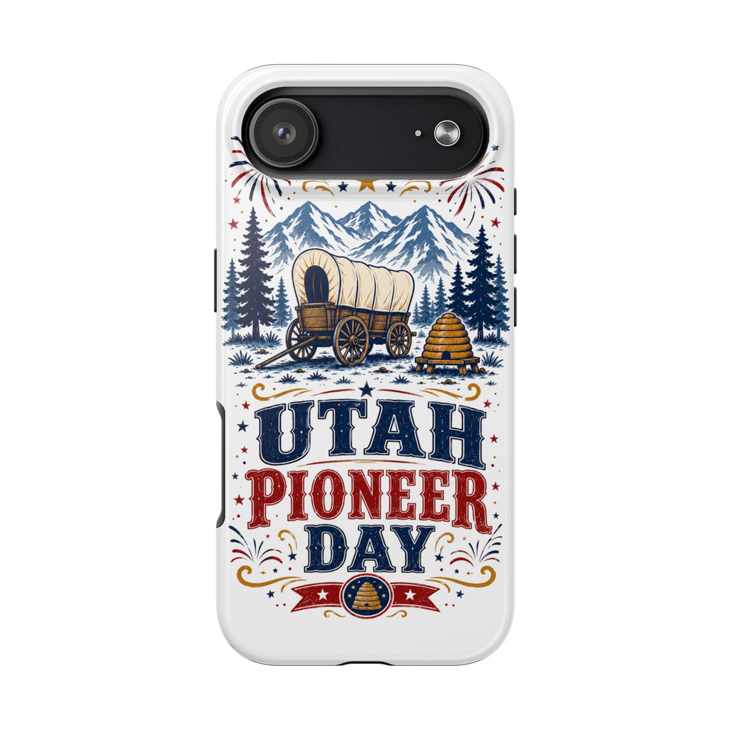 Utah Pioneer Day Tough Phone Case — Covered Wagon & Fireworks Design
