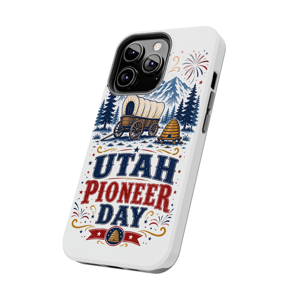 Utah Pioneer Day Tough Phone Case — Covered Wagon & Fireworks Design