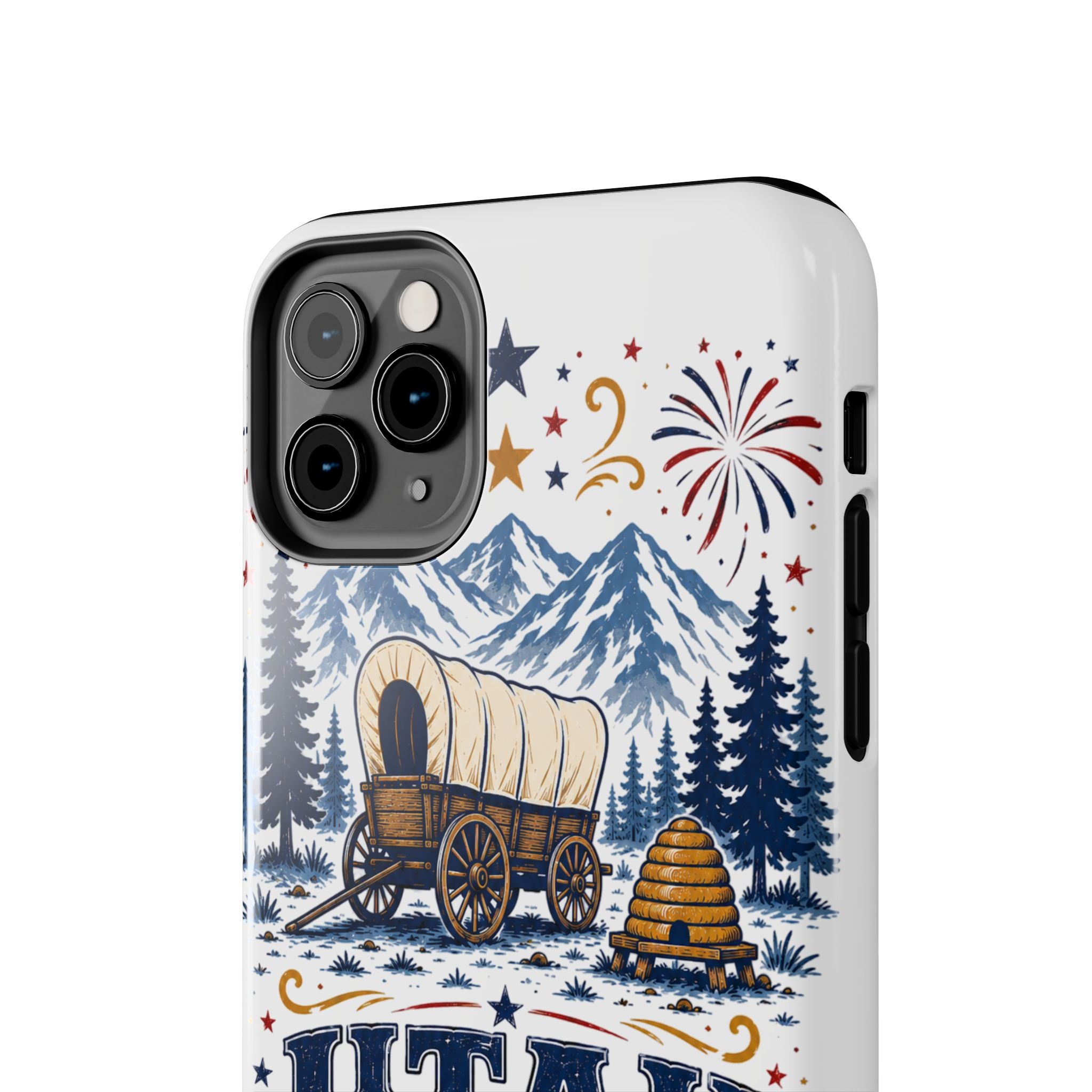 Utah Pioneer Day Tough Phone Case — Covered Wagon & Fireworks Design