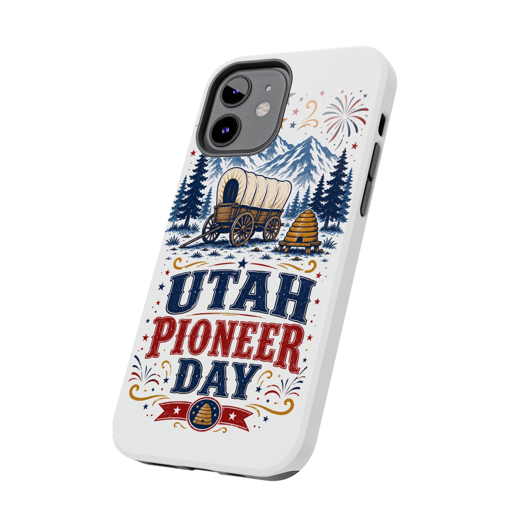 Utah Pioneer Day Tough Phone Case — Covered Wagon & Fireworks Design