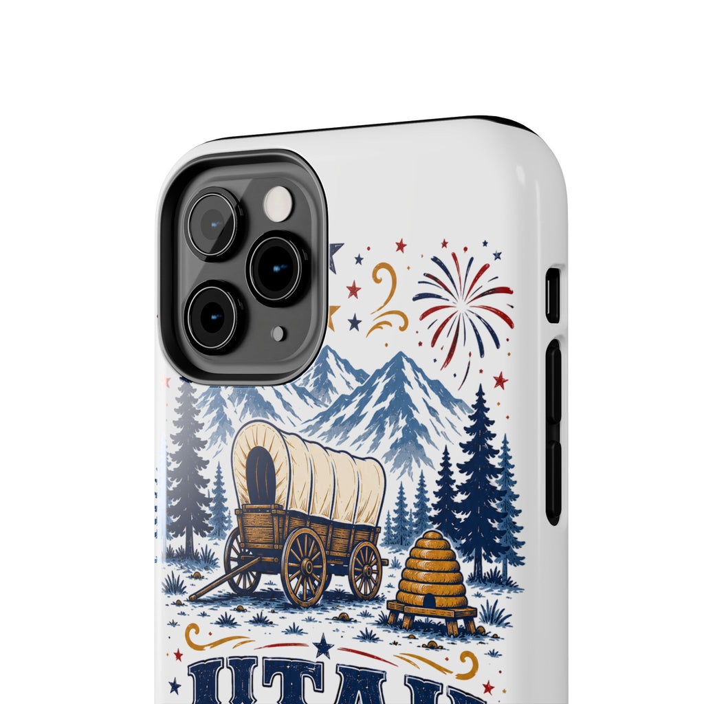 Utah Pioneer Day Tough Phone Case — Covered Wagon & Fireworks Design