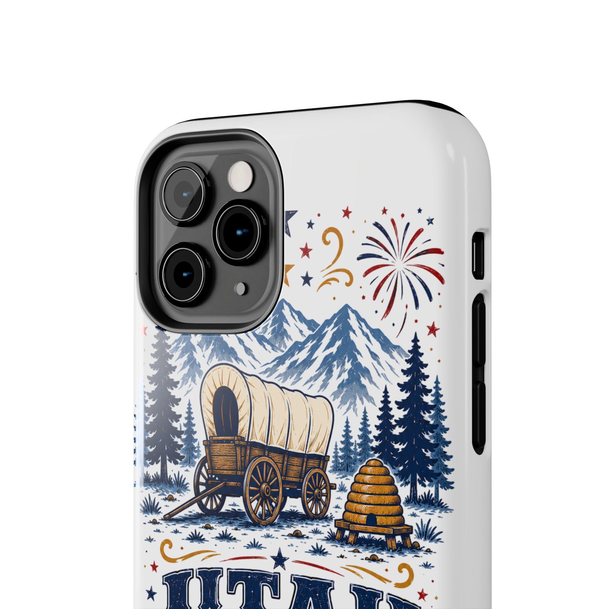 Utah Pioneer Day Tough Phone Case — Covered Wagon & Fireworks Design