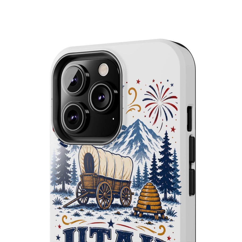 Utah Pioneer Day Tough Phone Case — Covered Wagon & Fireworks Design