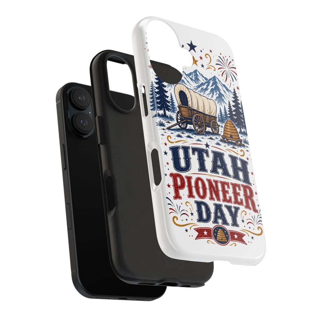 Utah Pioneer Day Tough Phone Case — Covered Wagon & Fireworks Design