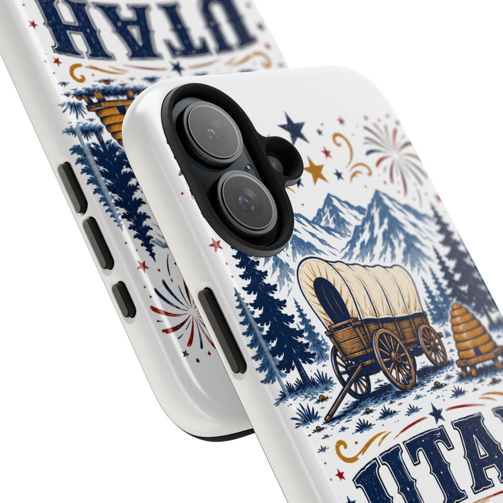 Utah Pioneer Day Tough Phone Case — Covered Wagon & Fireworks Design