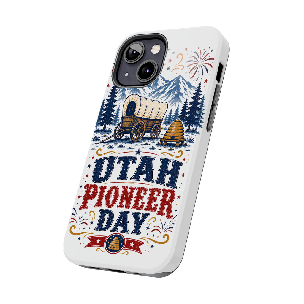 Utah Pioneer Day Tough Phone Case — Covered Wagon & Fireworks Design