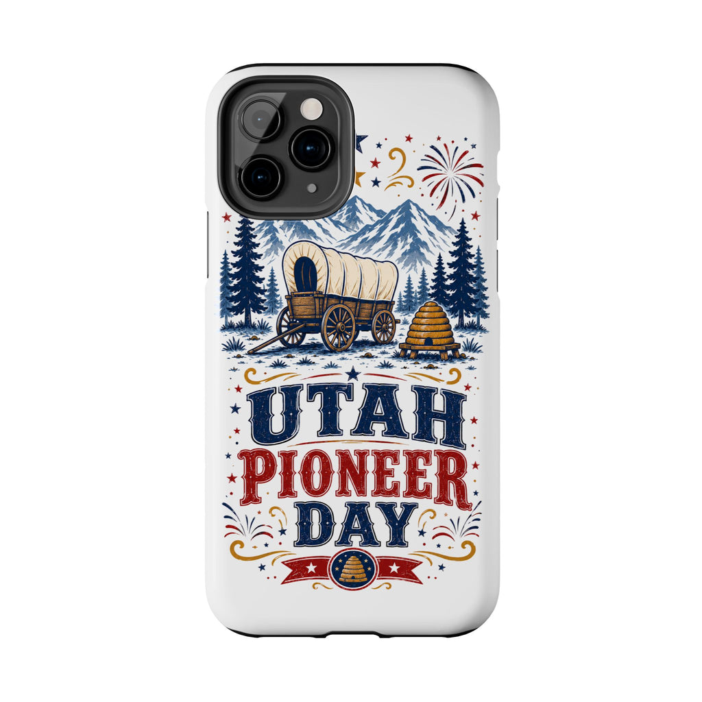 Utah Pioneer Day Tough Phone Case — Covered Wagon & Fireworks Design
