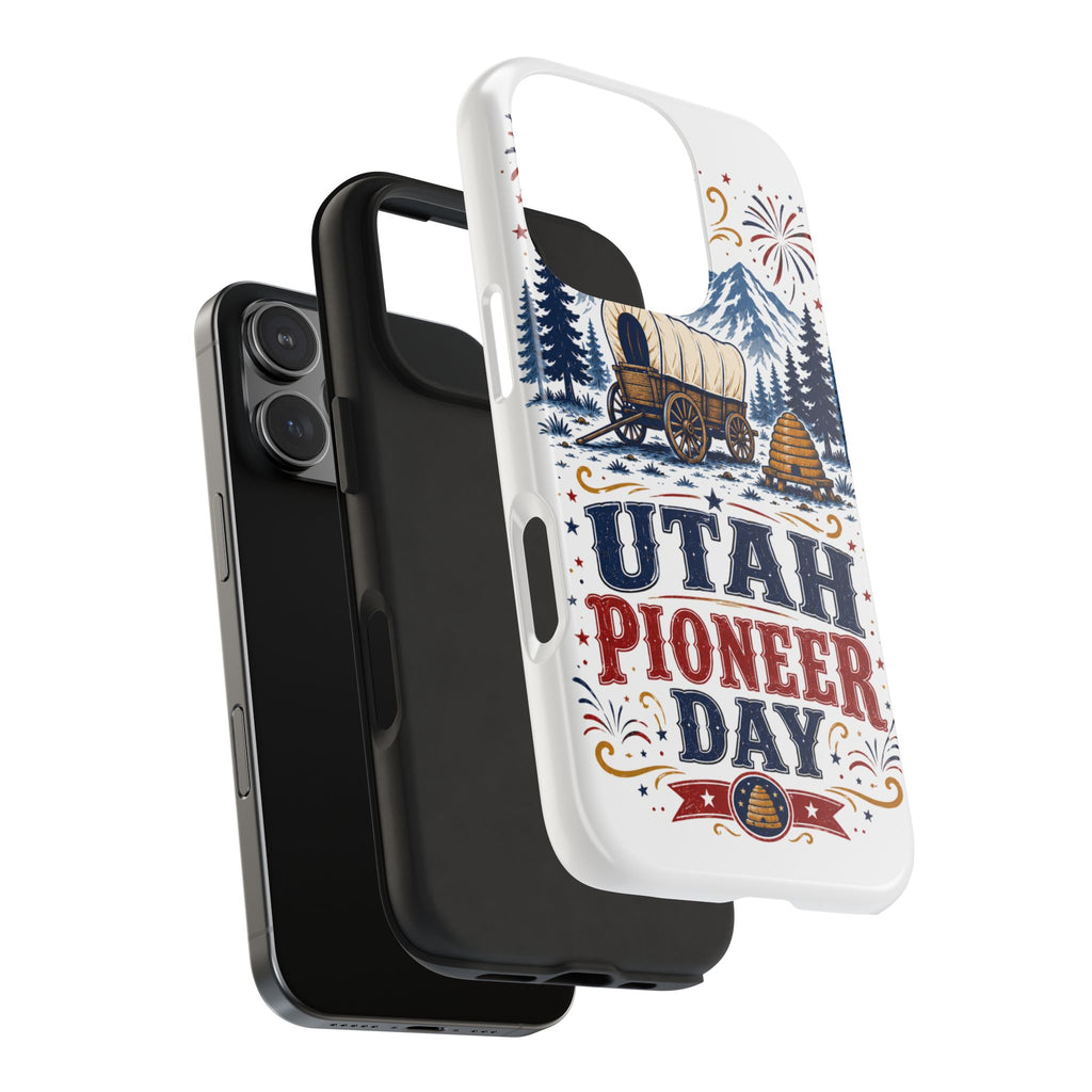 Utah Pioneer Day Tough Phone Case — Covered Wagon & Fireworks Design