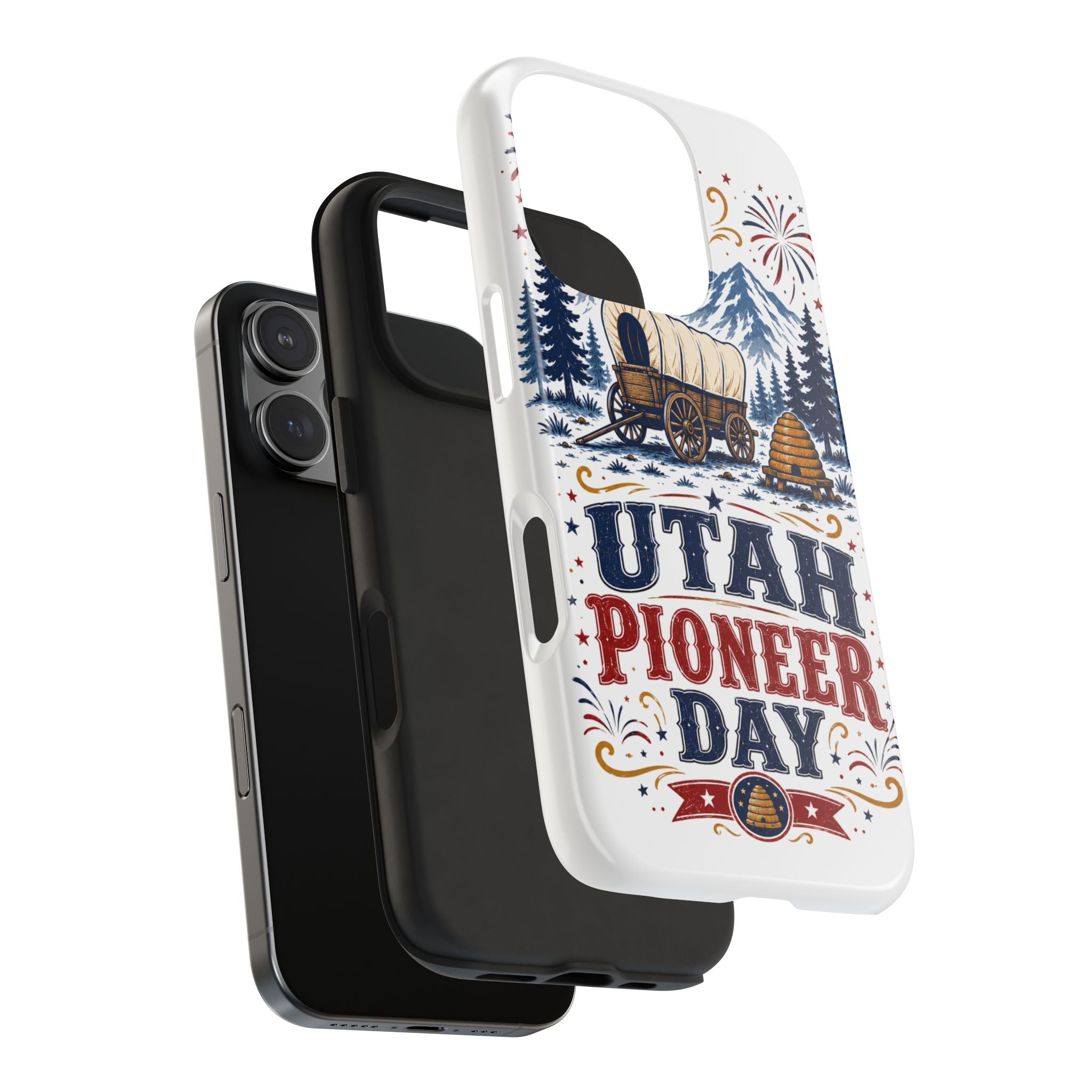 Utah Pioneer Day Tough Phone Case — Covered Wagon & Fireworks Design