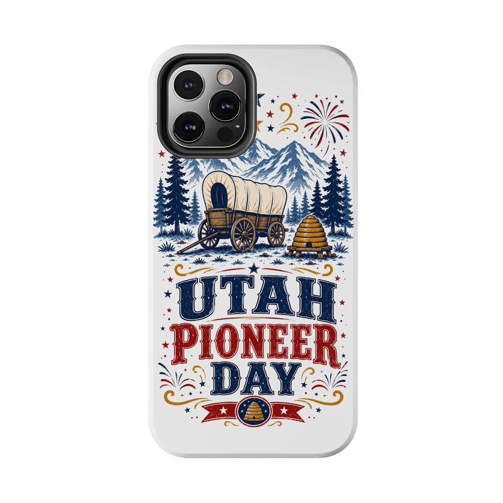 Utah Pioneer Day Tough Phone Case — Covered Wagon & Fireworks Design