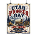 Utah Pioneer Day Poster - July 24 Vintage Wagon Print