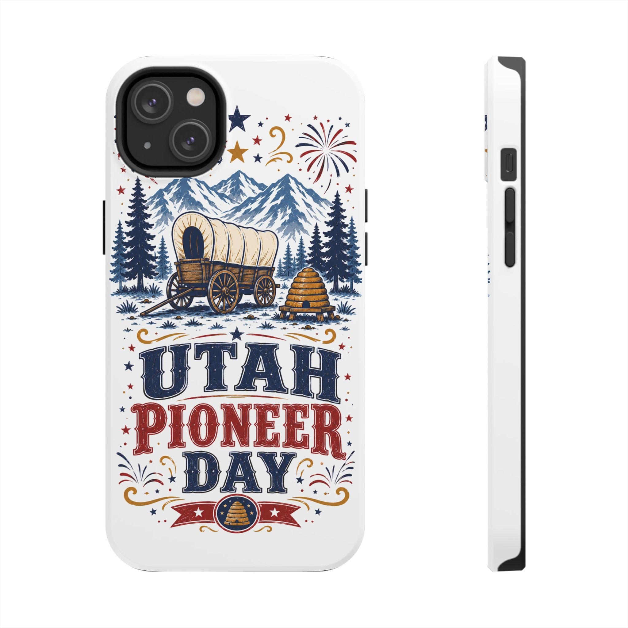 Utah Pioneer Day Tough Phone Case — Covered Wagon & Fireworks Design
