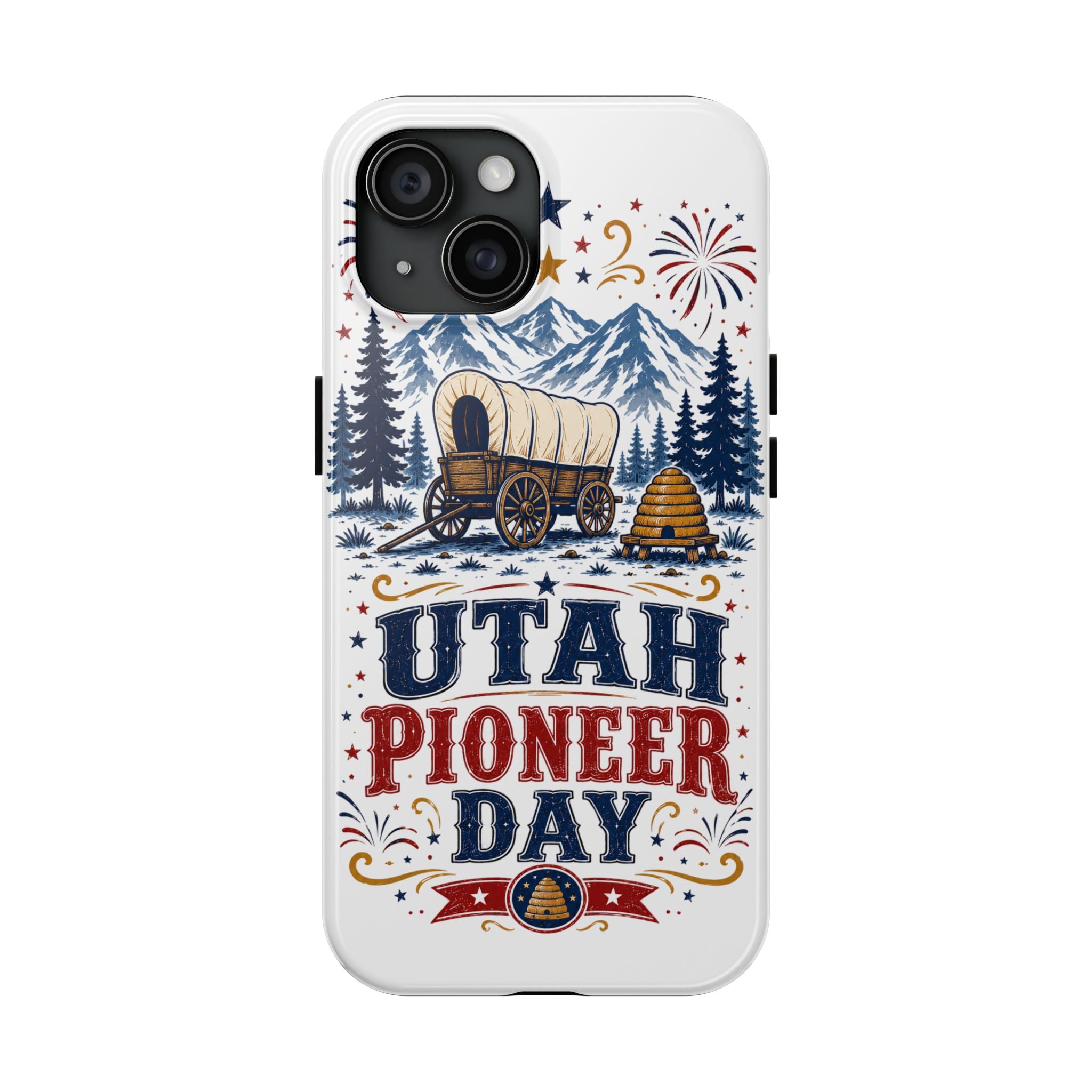 Utah Pioneer Day Tough Phone Case — Covered Wagon & Fireworks Design