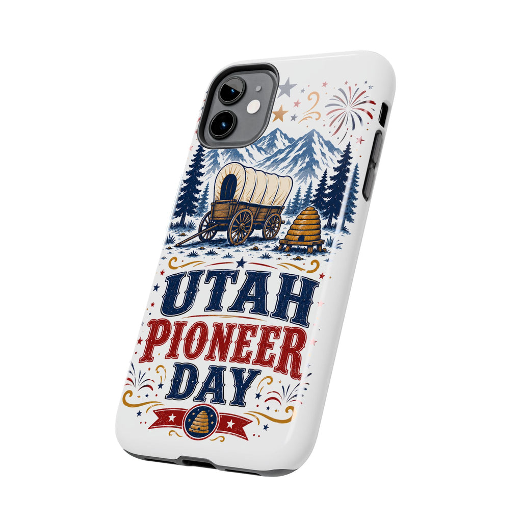 Utah Pioneer Day Tough Phone Case — Covered Wagon & Fireworks Design