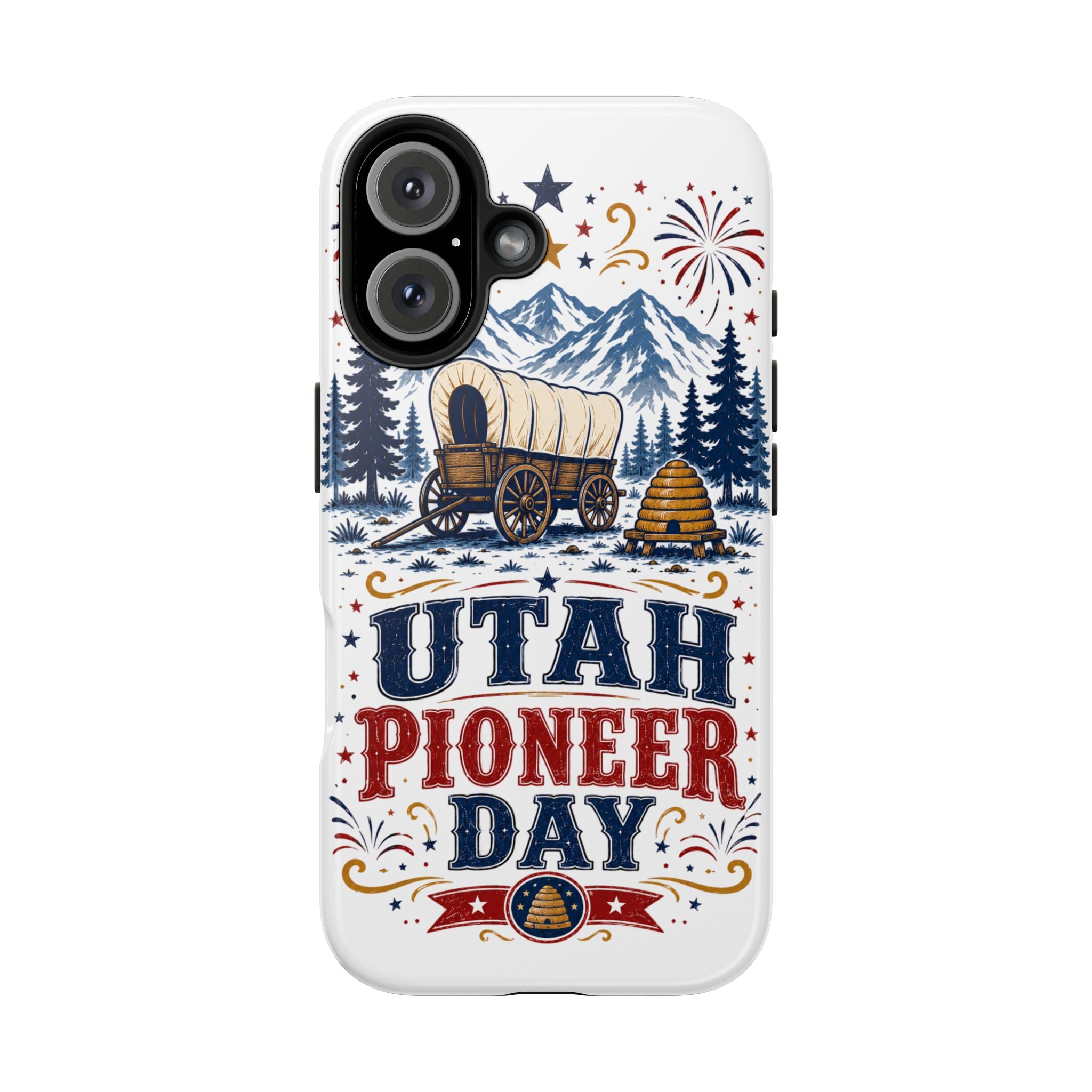Utah Pioneer Day Tough Phone Case — Covered Wagon & Fireworks Design
