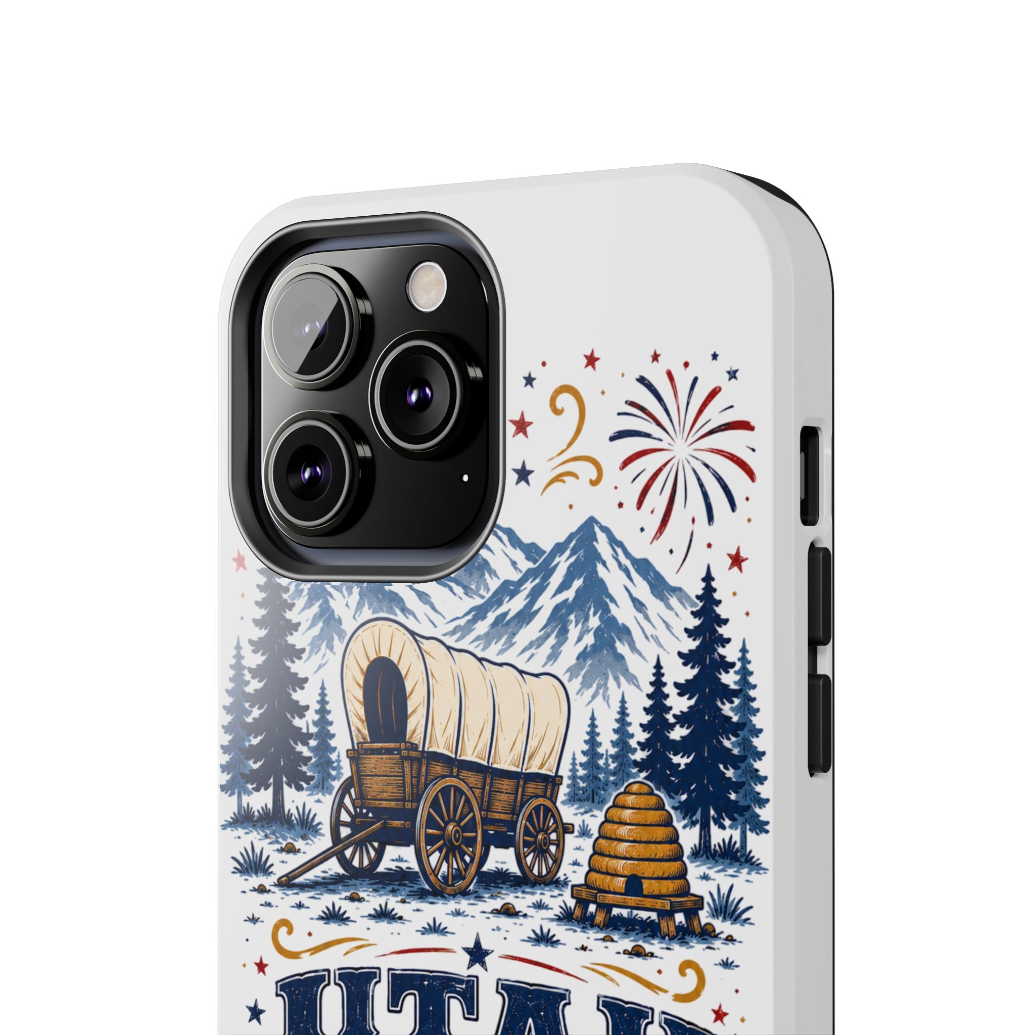 Utah Pioneer Day Tough Phone Case — Covered Wagon & Fireworks Design
