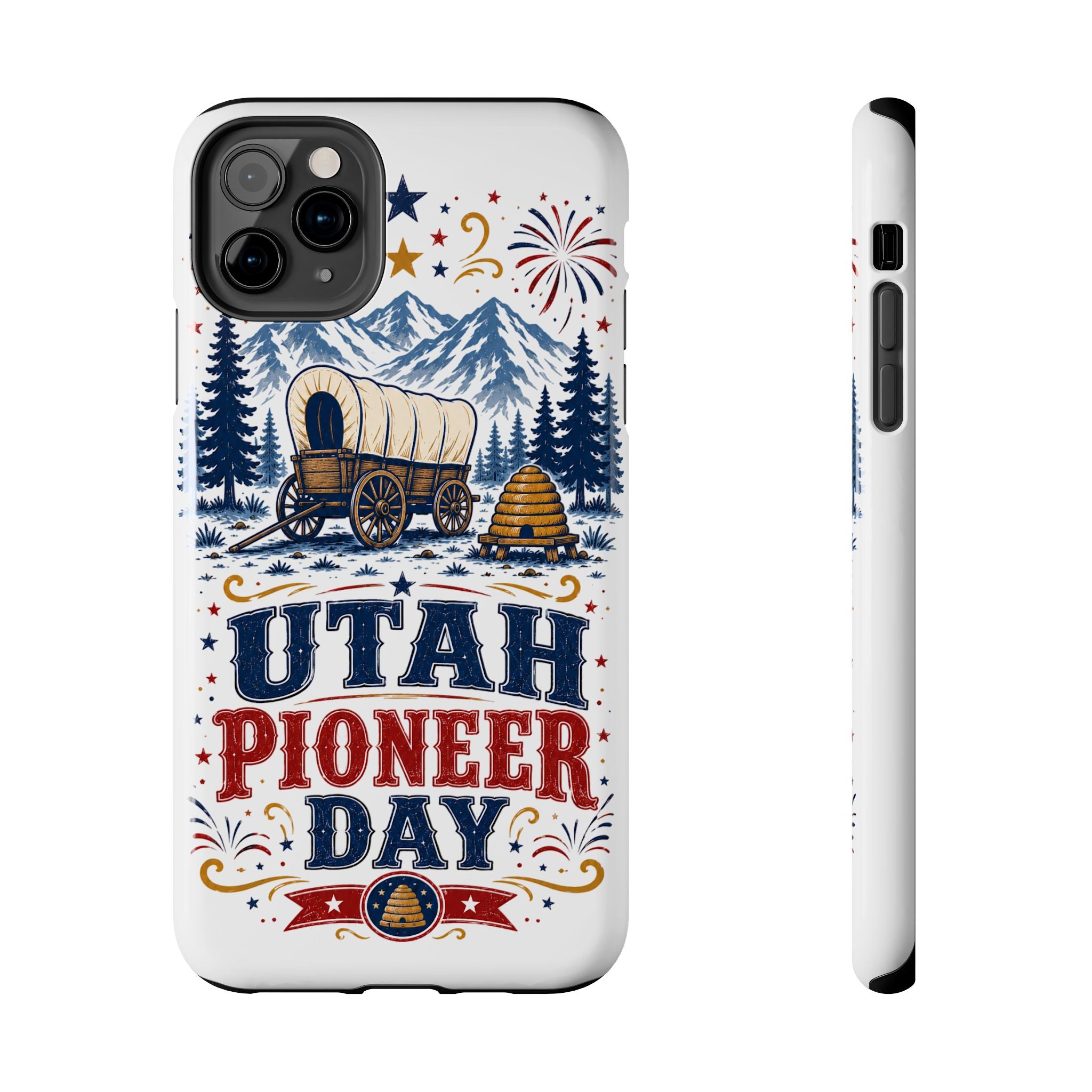 Utah Pioneer Day Tough Phone Case — Covered Wagon & Fireworks Design