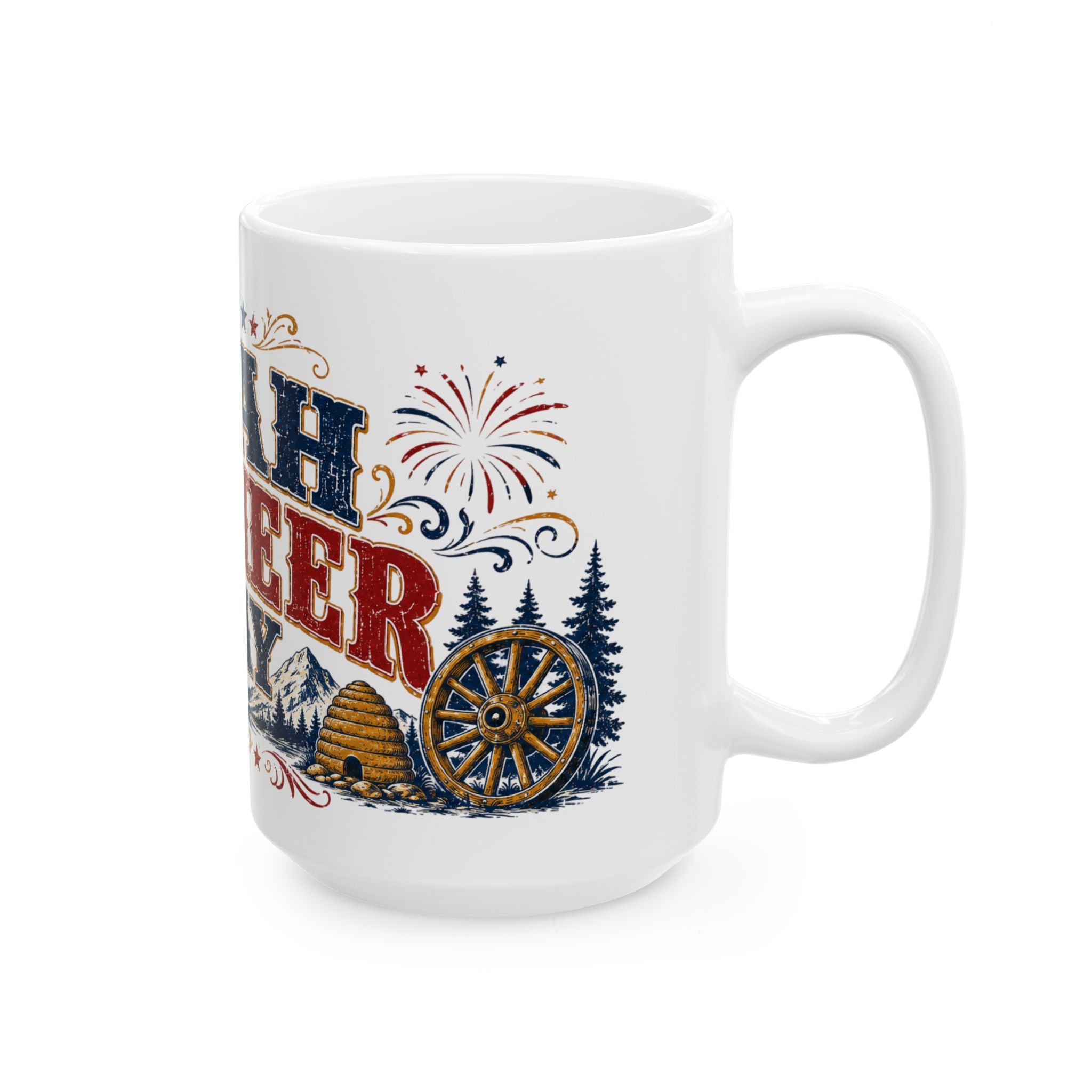 Utah Pioneer Day Ceramic Mug – Rustic Patriotic 'Utah Pioneer Day' Coffee Cup (11oz & 15oz)