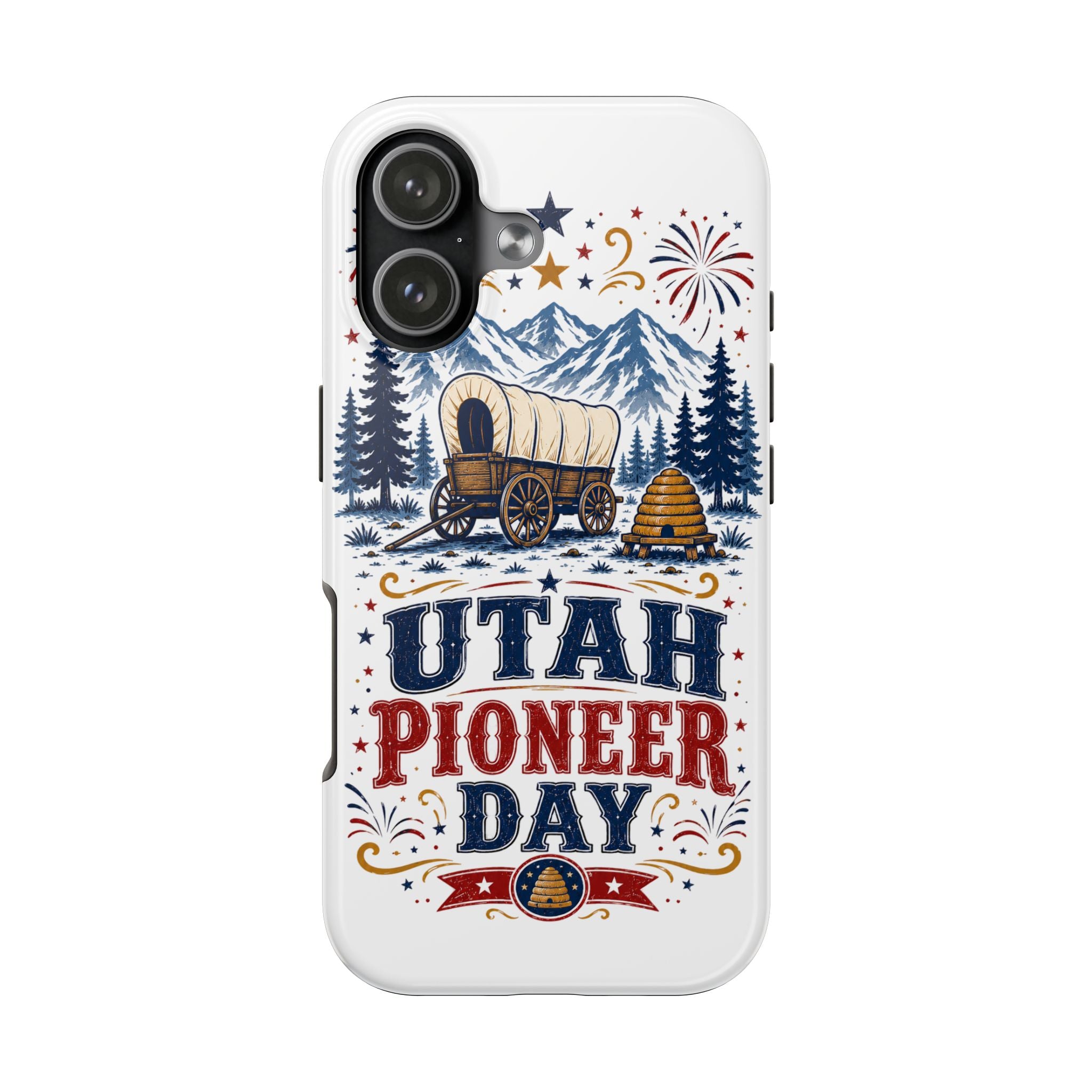 Utah Pioneer Day Tough Phone Case — Covered Wagon & Fireworks Design