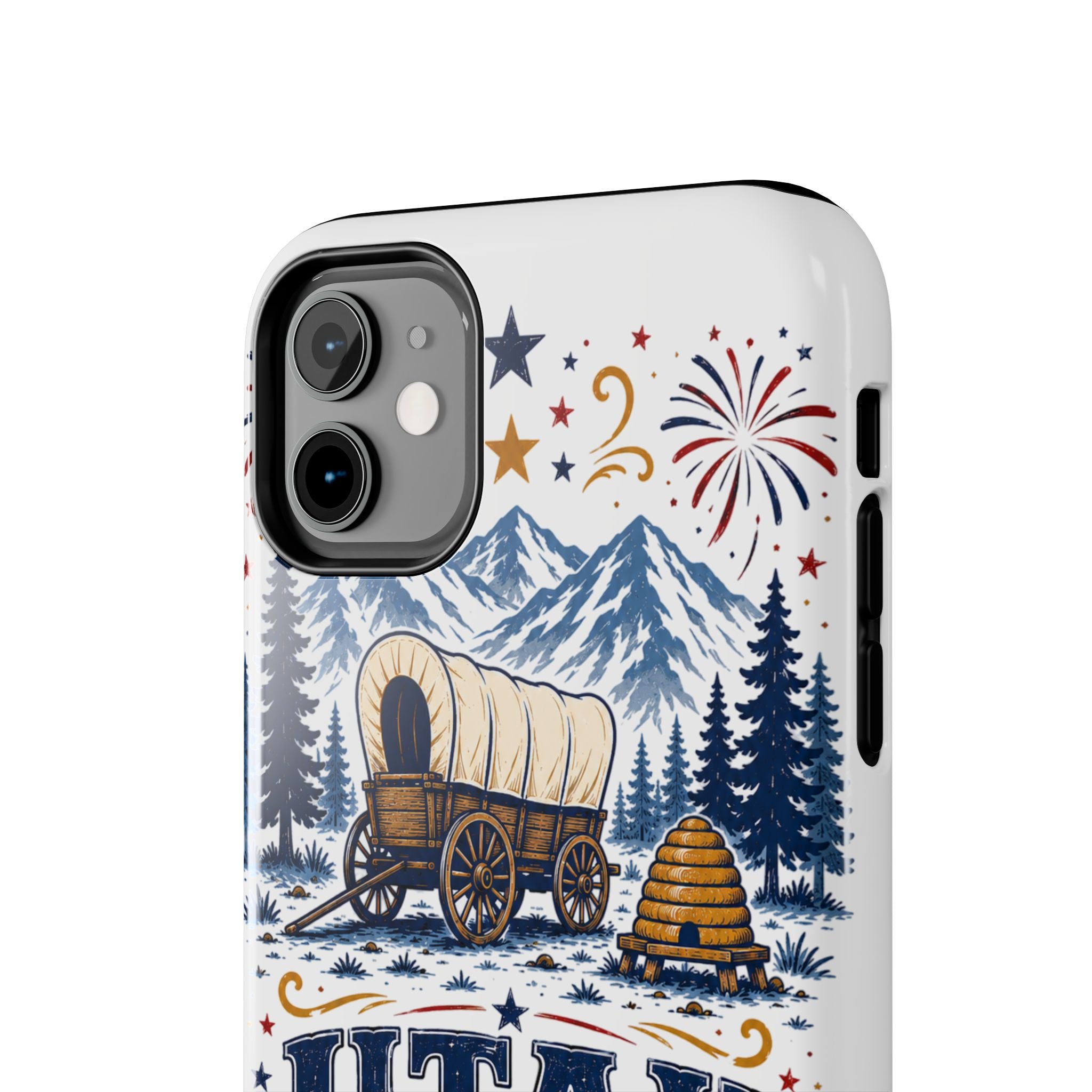 Utah Pioneer Day Tough Phone Case — Covered Wagon & Fireworks Design