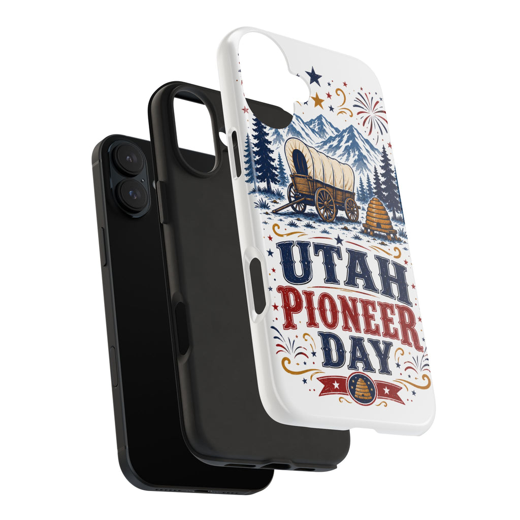 Utah Pioneer Day Tough Phone Case — Covered Wagon & Fireworks Design