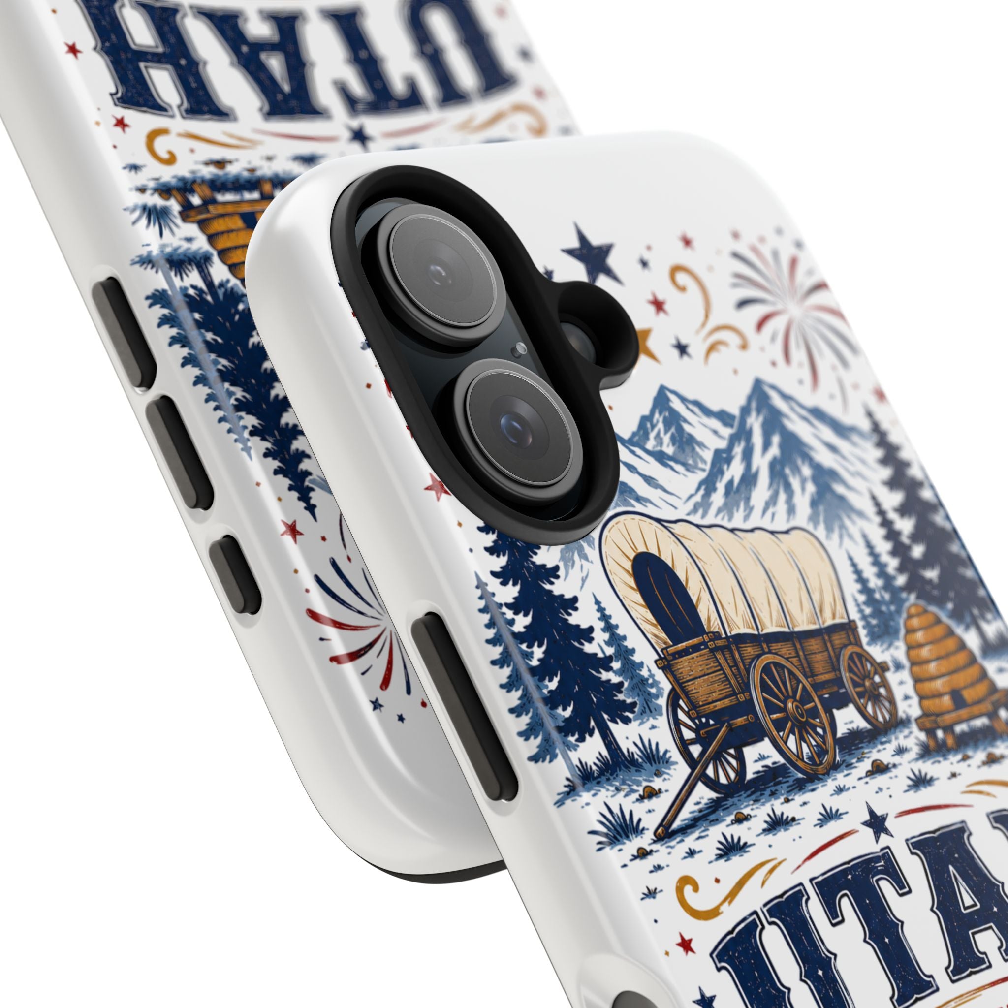 Utah Pioneer Day Tough Phone Case — Covered Wagon & Fireworks Design