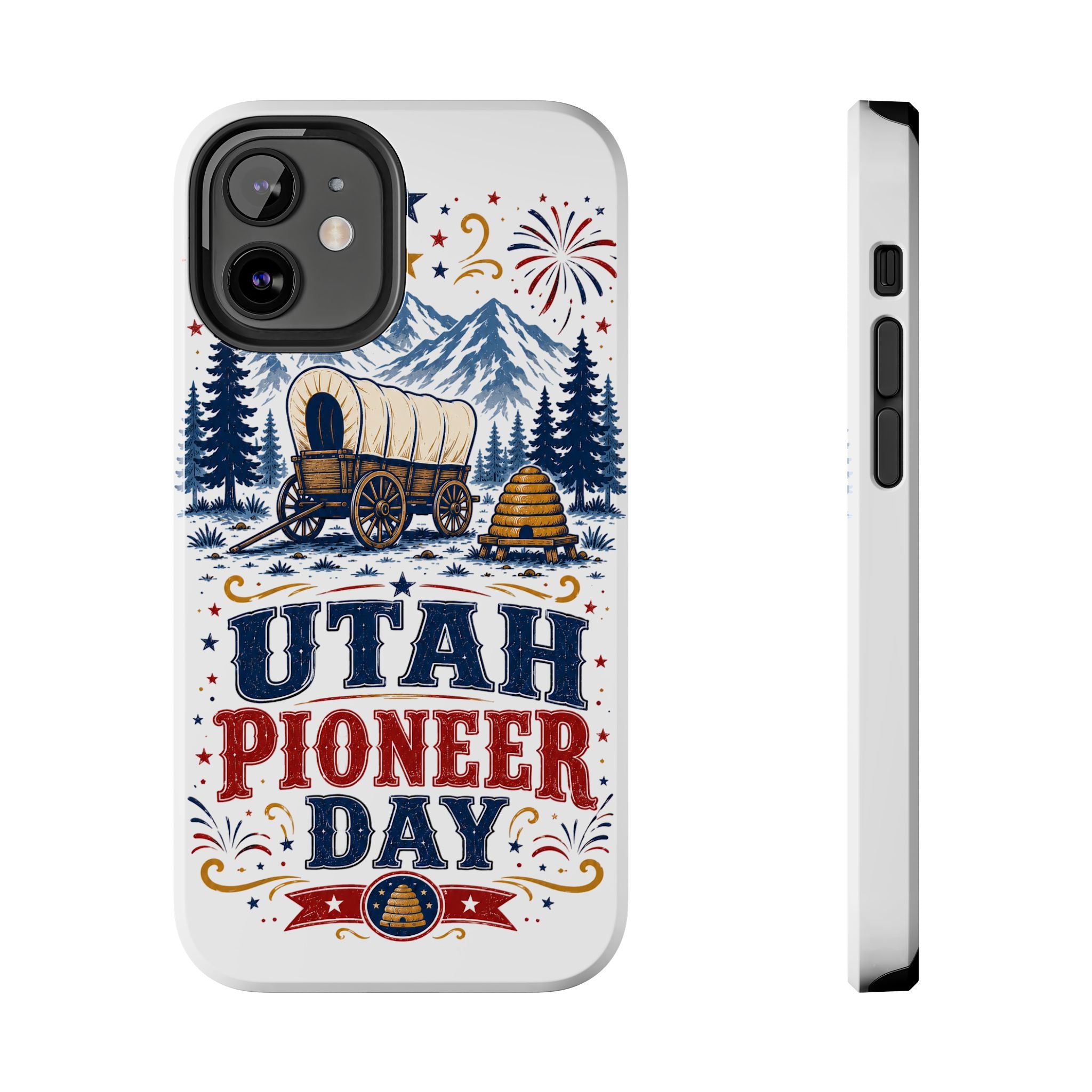 Utah Pioneer Day Tough Phone Case — Covered Wagon & Fireworks Design