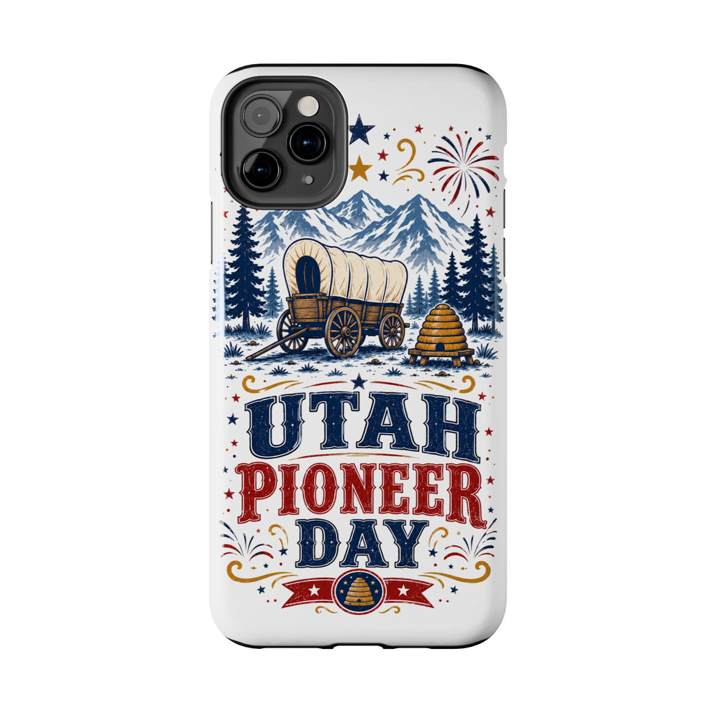 Utah Pioneer Day Tough Phone Case — Covered Wagon & Fireworks Design