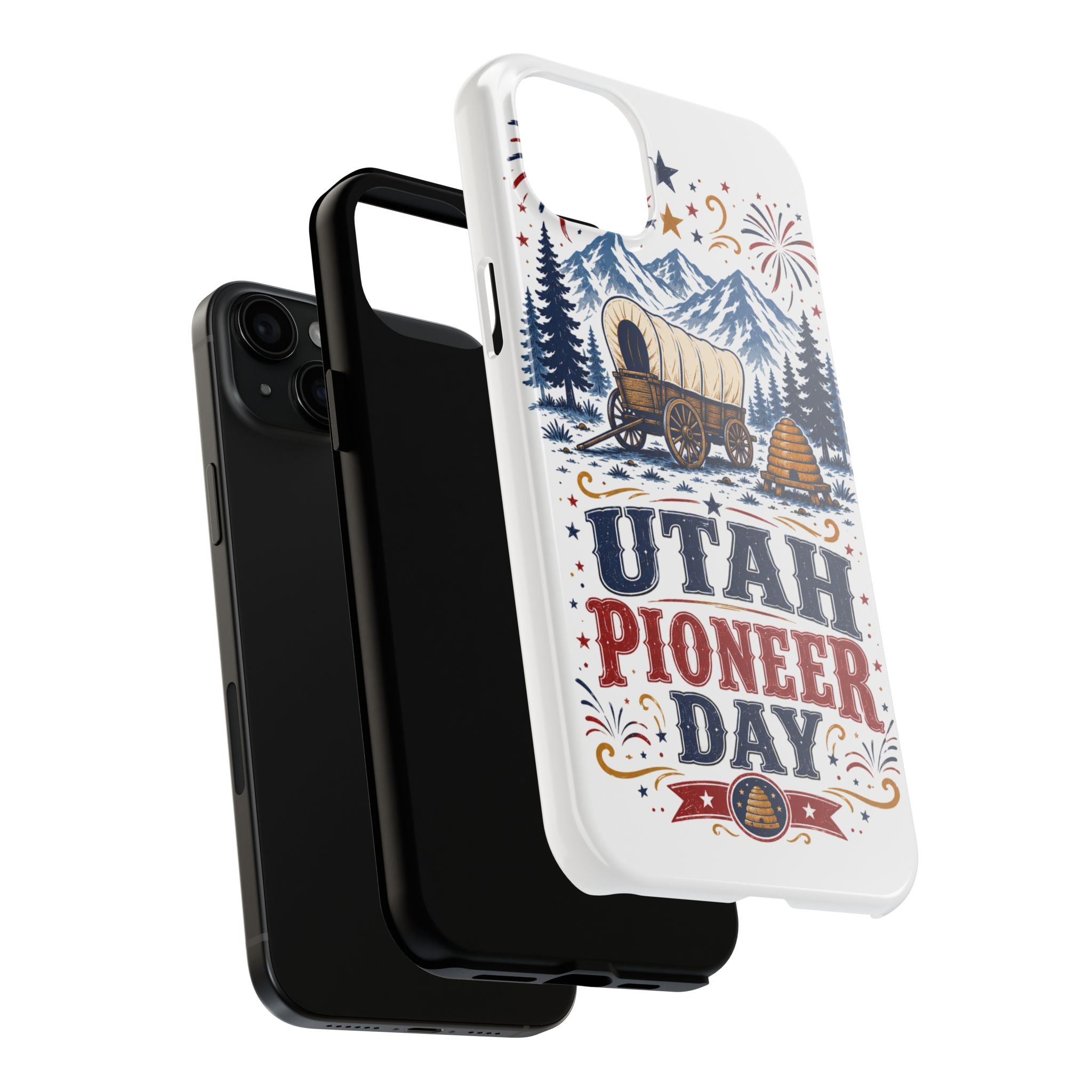 Utah Pioneer Day Tough Phone Case — Covered Wagon & Fireworks Design