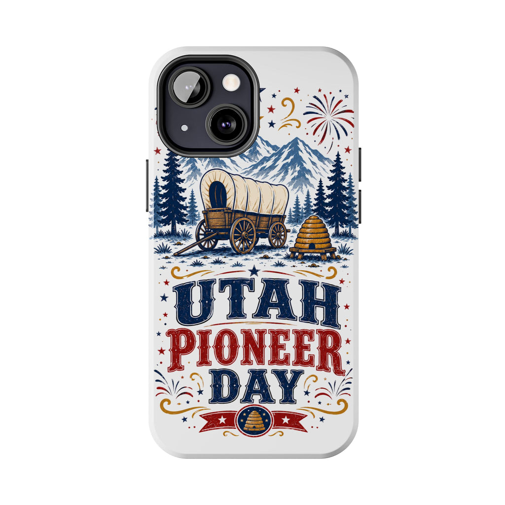 Utah Pioneer Day Tough Phone Case — Covered Wagon & Fireworks Design