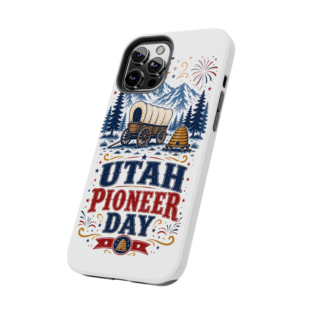 Utah Pioneer Day Tough Phone Case — Covered Wagon & Fireworks Design