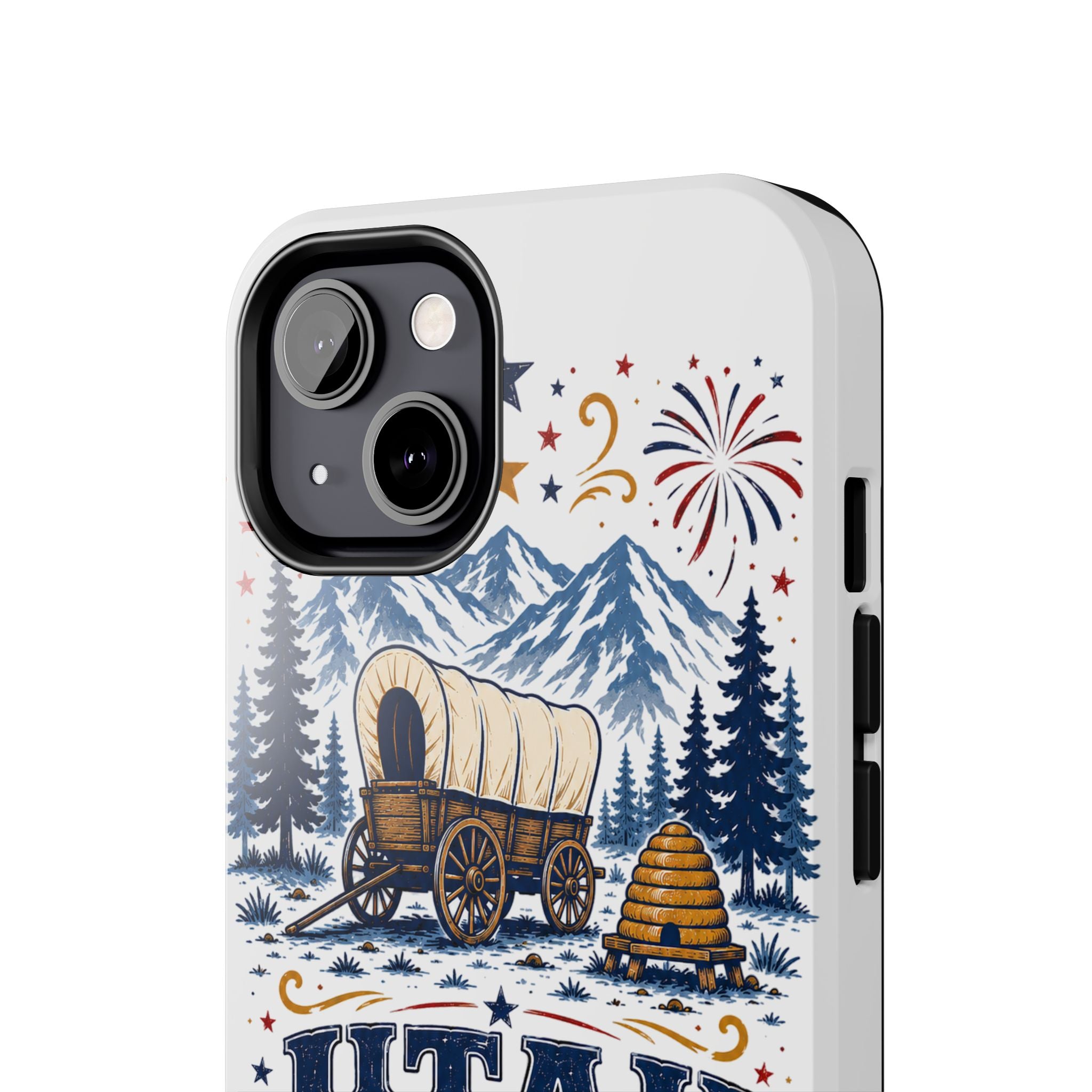 Utah Pioneer Day Tough Phone Case — Covered Wagon & Fireworks Design