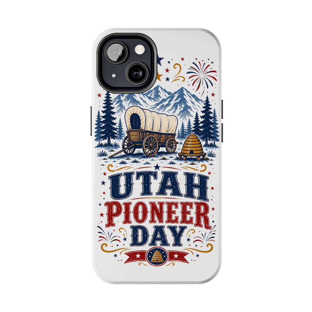 Utah Pioneer Day Tough Phone Case — Covered Wagon & Fireworks Design