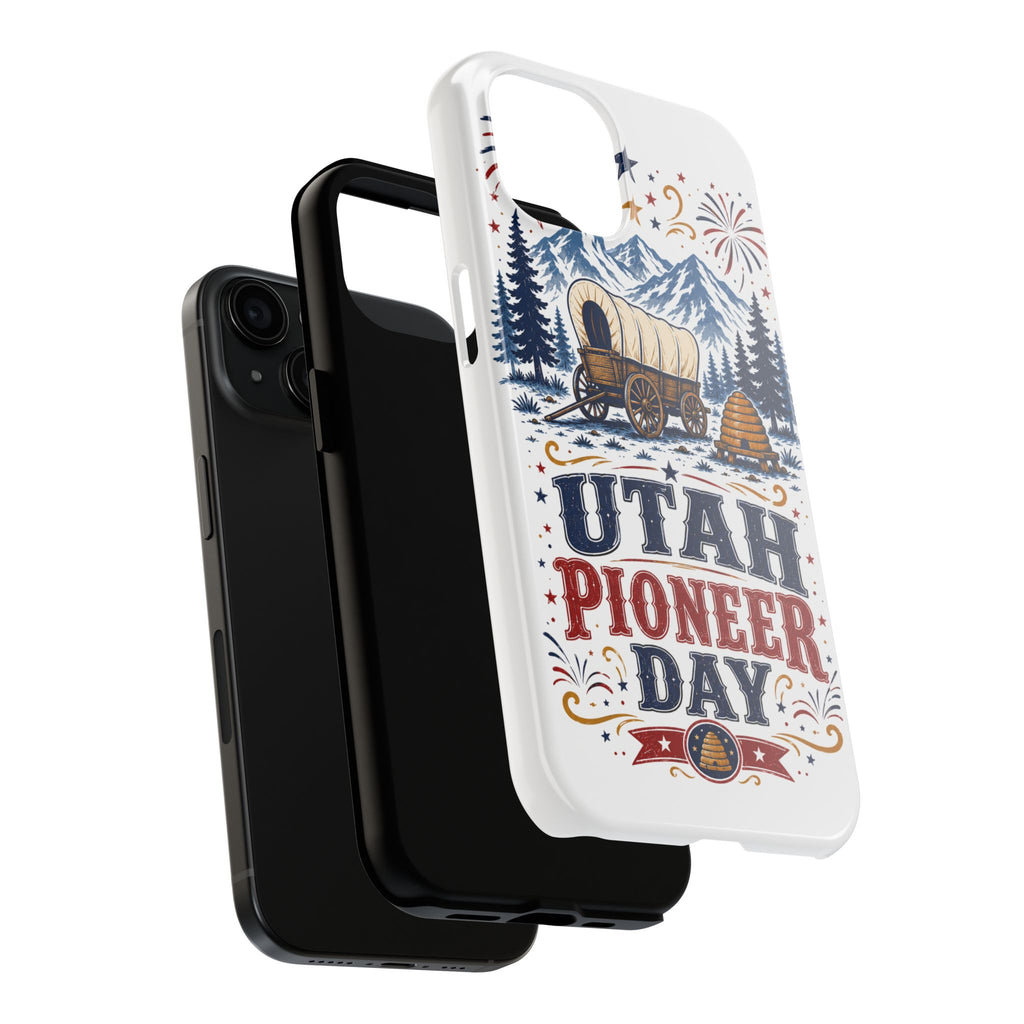 Utah Pioneer Day Tough Phone Case — Covered Wagon & Fireworks Design