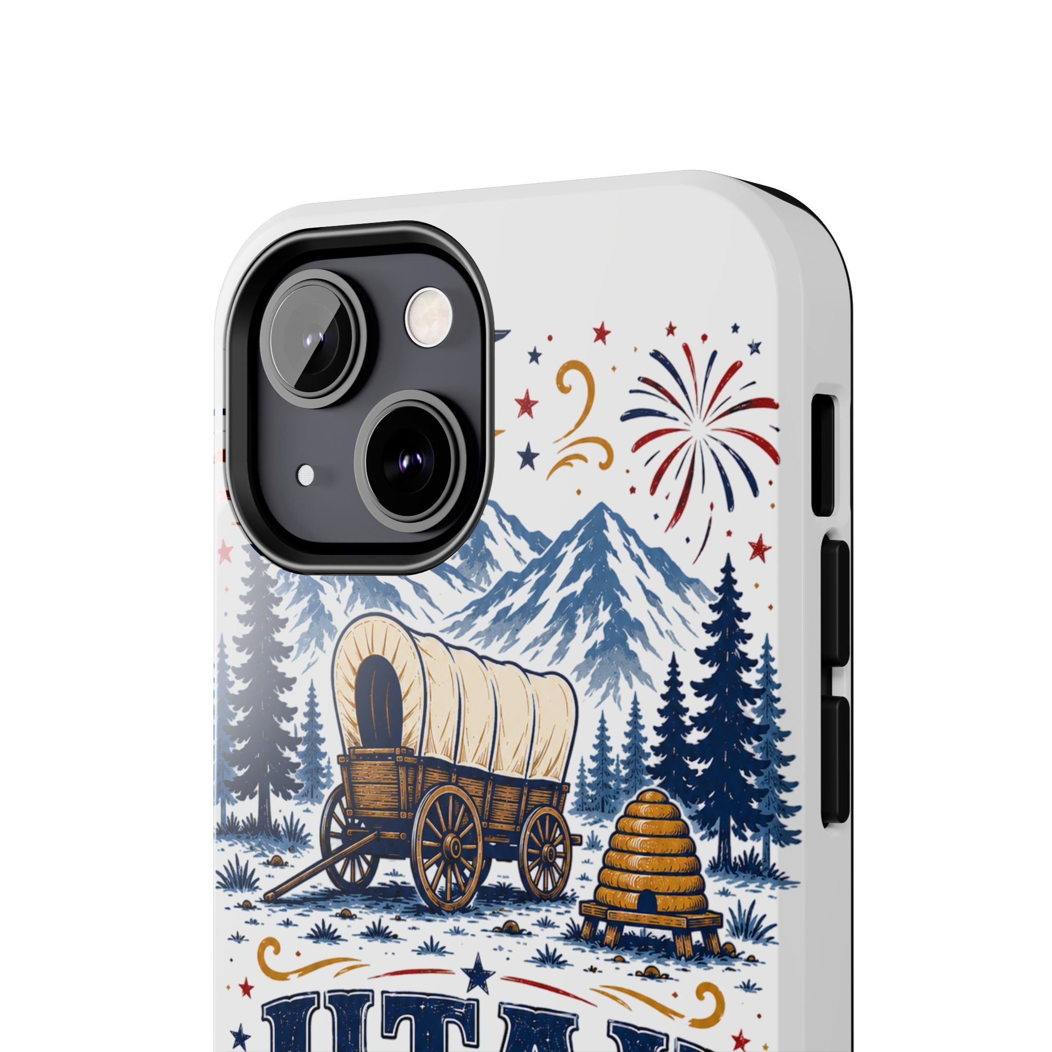 Utah Pioneer Day Tough Phone Case — Covered Wagon & Fireworks Design
