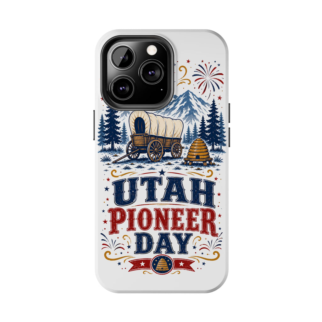 Utah Pioneer Day Tough Phone Case — Covered Wagon & Fireworks Design