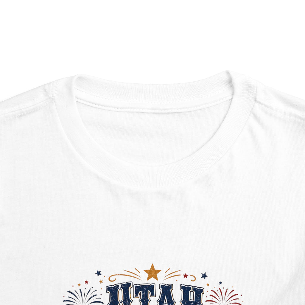 Utah Pioneer Day Toddler Tee — Kids Patriotic Wagon & Fireworks Shirt