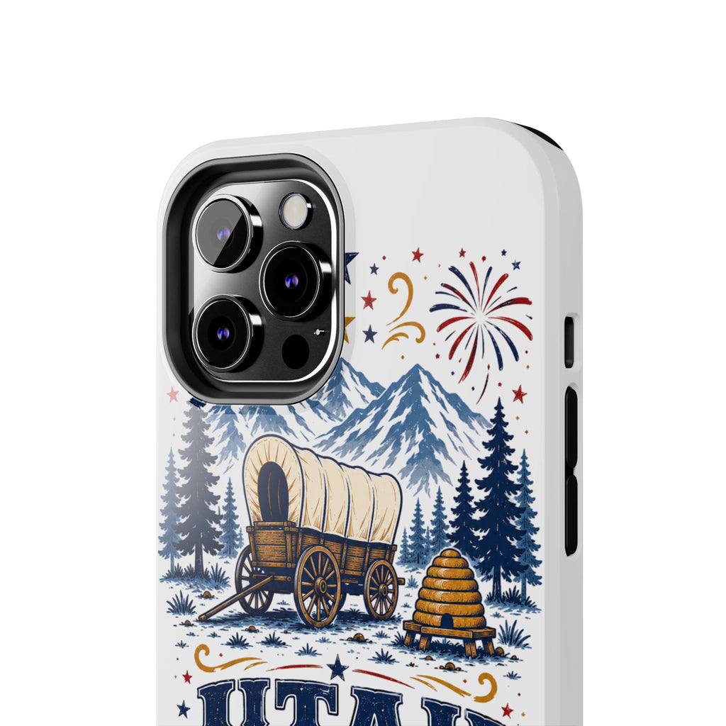Utah Pioneer Day Tough Phone Case — Covered Wagon & Fireworks Design
