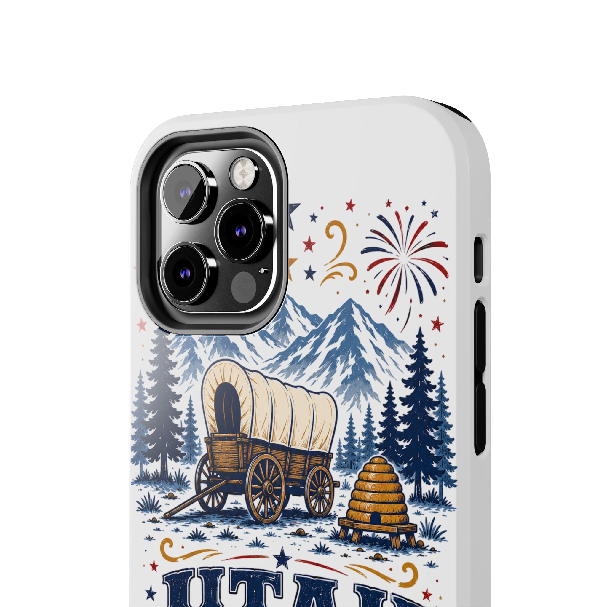 Utah Pioneer Day Tough Phone Case — Covered Wagon & Fireworks Design