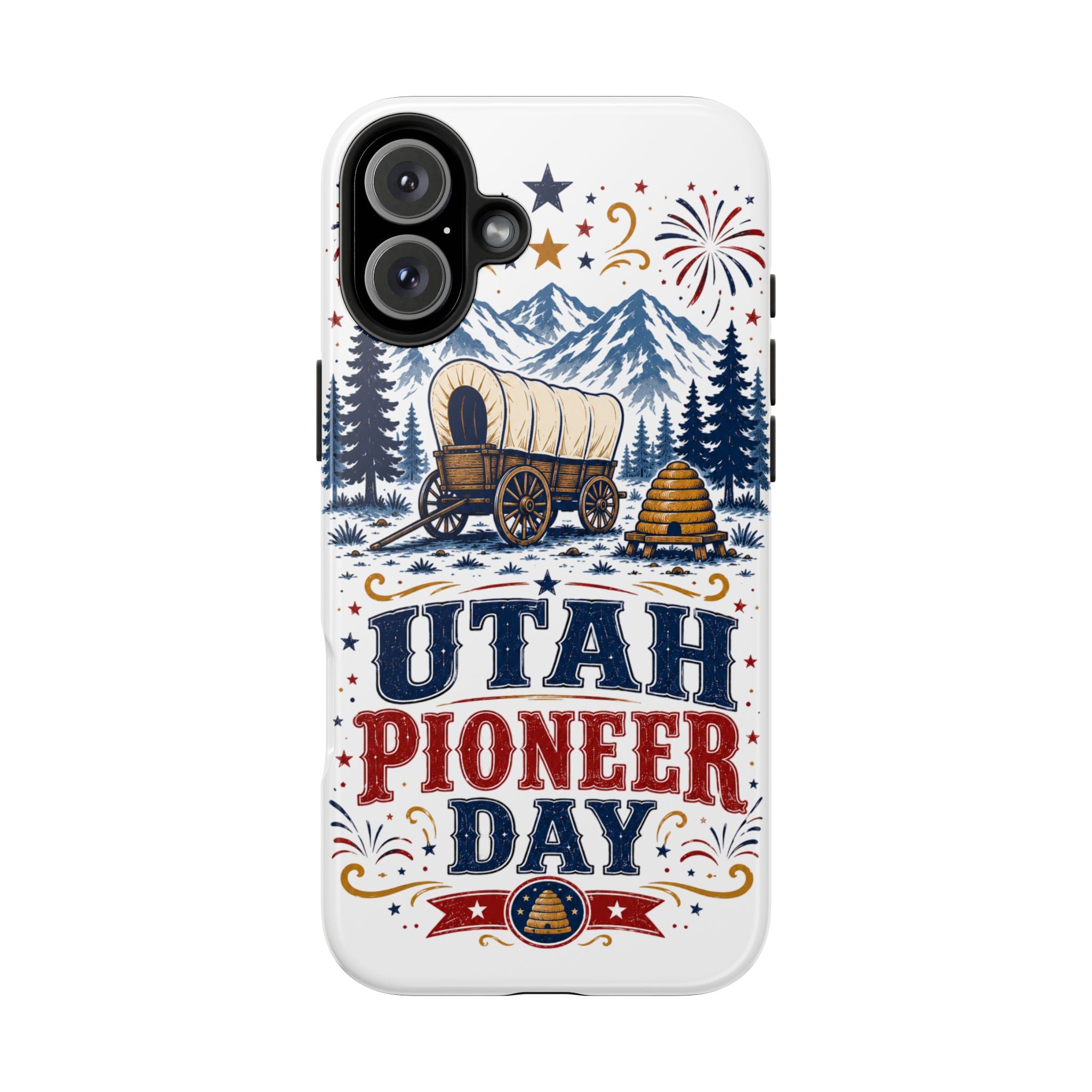 Utah Pioneer Day Tough Phone Case — Covered Wagon & Fireworks Design