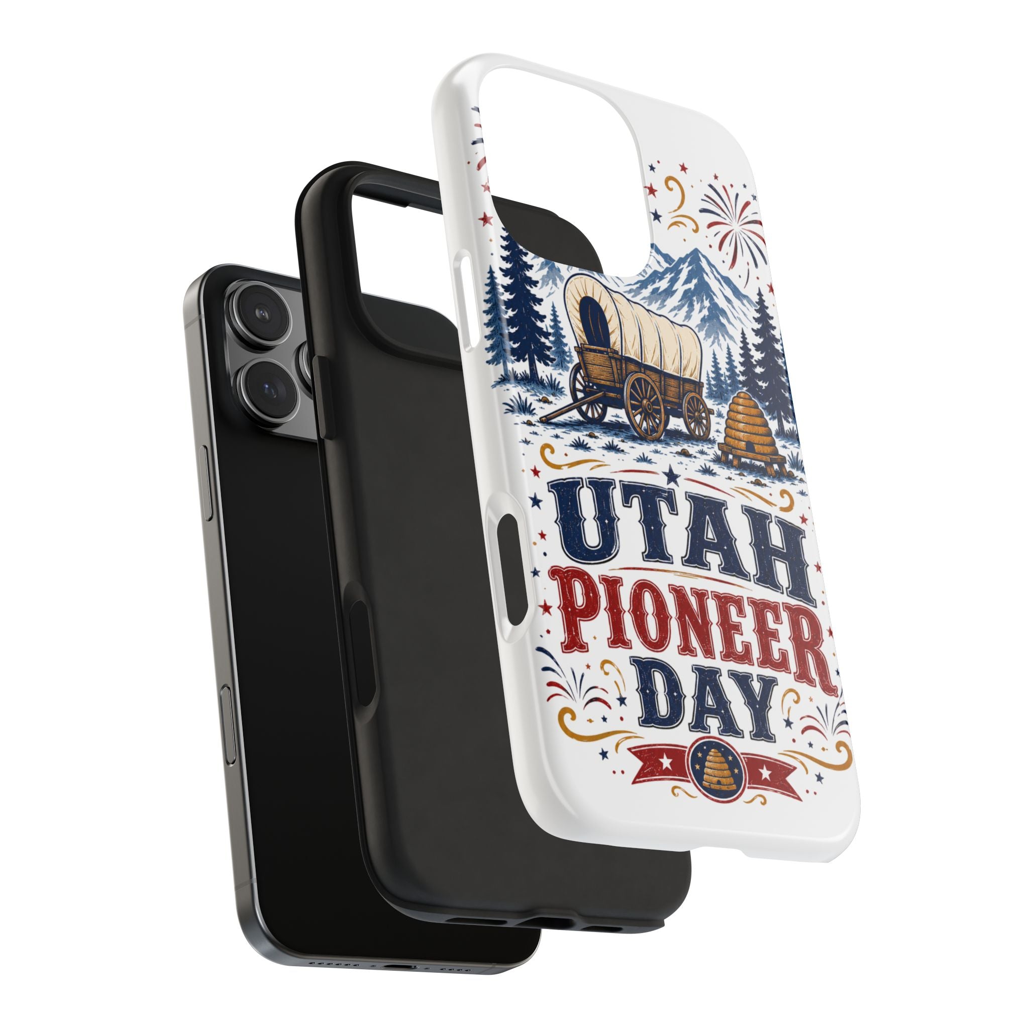Utah Pioneer Day Tough Phone Case — Covered Wagon & Fireworks Design