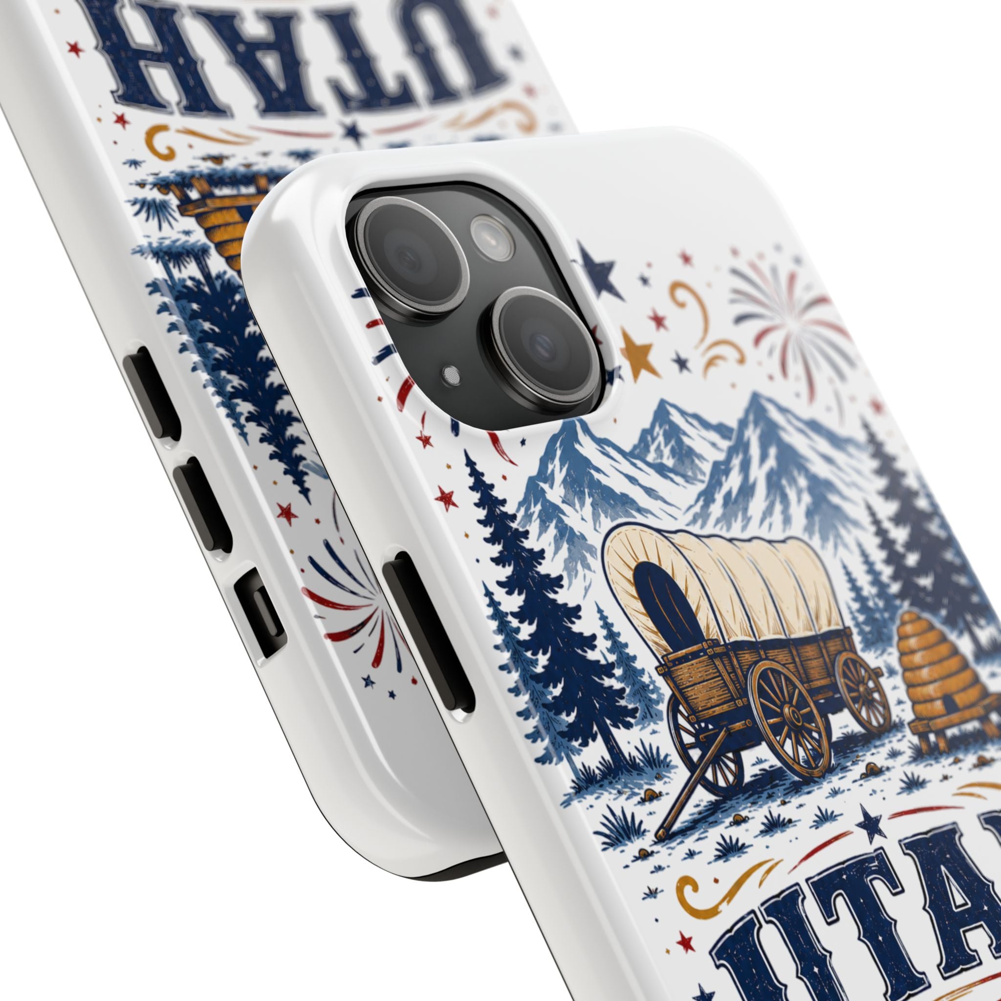 Utah Pioneer Day Tough Phone Case — Covered Wagon & Fireworks Design